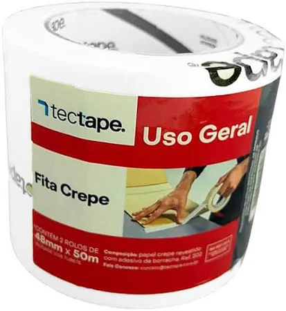 FITA CREPE TECTAPE 48MM X 50M PACK C/ 2 UNIDADES