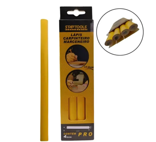 LAPIS CARPINTEIRO MARCENEIRO PRO C/4 PCS 17,6CM AR0640 STARTOOLS