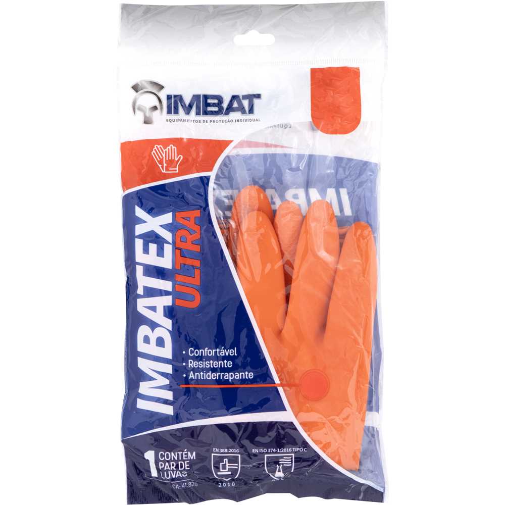LUVA LATEX FORRADA LARANJA TAM M IMBAT